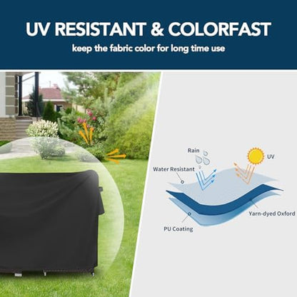 Easy-Going Rectangle Patio Furniture Cover Waterproof Outdoor Dining Table and Chair Cover Anti-UV Outside Sectional Sofa Set Covers (126"L x 63"W x 28"H, Black)
