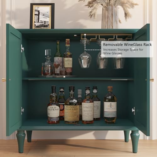 ARTPOWER Green Sideboard Buffet Cabinet with Storage, Mid-Century Modern Storage Cabinet with 2 Doors and Adjustable Shelves, Accent Style Sideboard for Entryway, Dining Room, Living Room