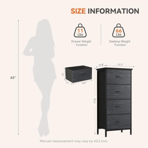 Sweetcrispy 4 Drawer Dresser, Tall Storage Cabinet for Bedroom and Closet