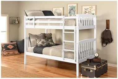 Kodiak Furniture Claire Twin Over Twin Wood Bunk Bed in White-Mattresses Not Included
