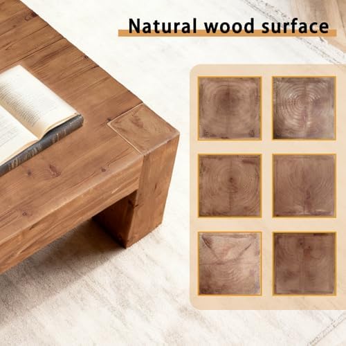 Square Large Coffee Table for Living Room Mid Century Modern Center Table
