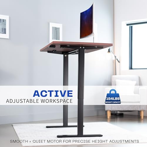 VIVO Electric Standing Desk, Smooth 3-Piece 60" x 30" Dark Walnut Top