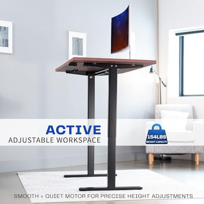 VIVO Electric Standing Desk, Smooth 3-Piece 60" x 30" Dark Walnut Top