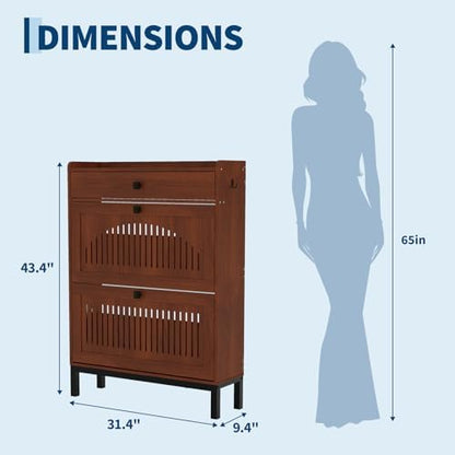 GarveeHome Freestanding Shoe Cabinet for Entryway with 2 Flip Drawers