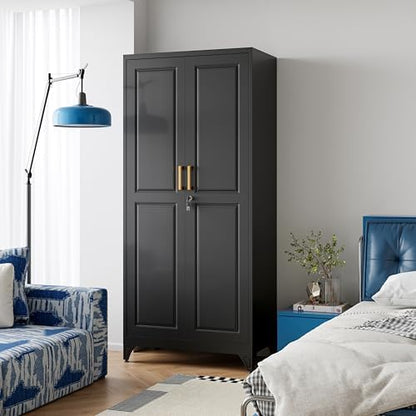 UNICOLY 71"Metal Wardrobe Closet,Armoire Wardrobe Cabinet with Locking Door