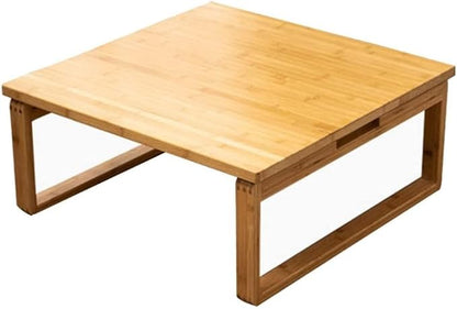 Foldable Low Japanese-Style Coffee Table - Square, Kids Art & Meditation Table, for Tatami Bedroom & Bay Window (31.5 * 31.5 * 12.2in)