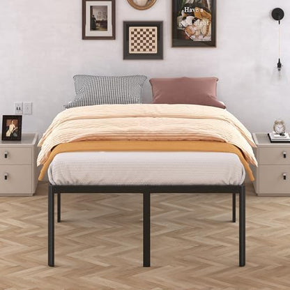24 Inch Queen Bed Frame with Rounded Corner, High Profile Bed Frame