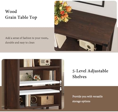 Small 3 Tier Bookshelf, Short Wood Bookcase, Brown Cherry, 36"