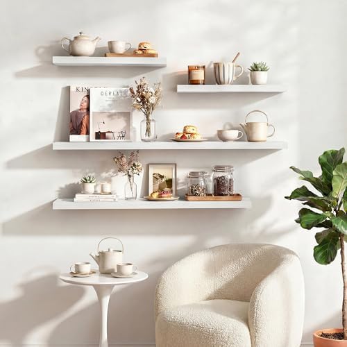 Dreamland 36 Inches Floating Shelves for Wall, 9.3" Deep Long Floating Shelves Set of 2, Large Display & Storage Shelf, Wall Shelf for Bathroom Bedroom Living Room Kitchen Office, White