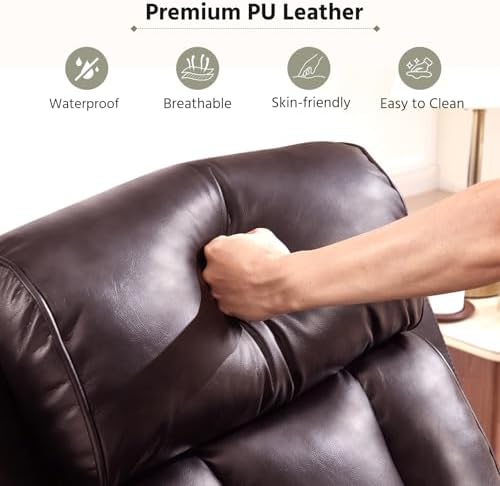 HAOMARKETS 2-Piece Manual Recliner Set, Premium Leather 2 Recliner Chair for Adults, Overstuffed Recliners with Cup Holders and Padded Backrest, Heavy Duty Reclining Sofa for Living Room, Dark Brown
