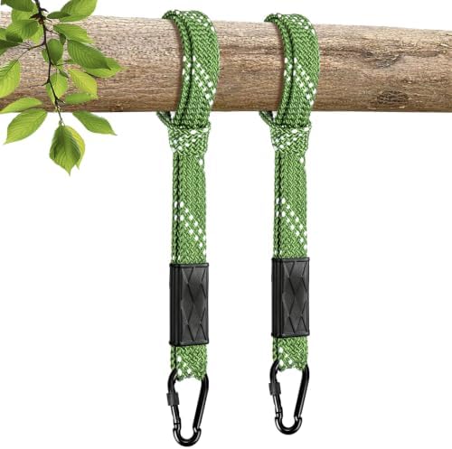 2-Pack 61" Tree Swing Hanging Straps, 800 LB Capacity Double Stranded Nylon Swing Ropes with Safer Spring Buckle for Hammock, Swing, Outdoor Camping and Aerial Yoga