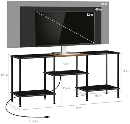 TV Stands for Living Room Black 50 inch TV Stand with Power Outlet