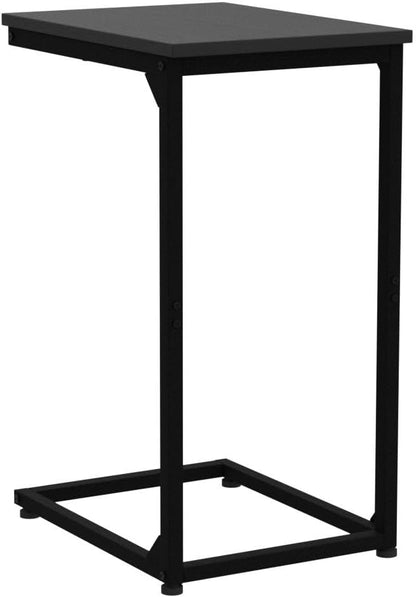 AMHANCIBLE C Shaped End Table Set of 2, Couch Side Table that Slide Under Sofa, Narrow Small Space TV Trays for Living Room, Bedroom, Black, HET02CBK