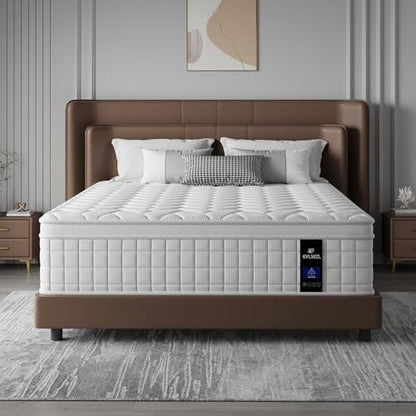 EVLWZL Queen Mattress, 12 Inch Queen Size Mattresses in a Box with Memory Foam Hybrid, Individual Pocket Spring for Provide Support and Improve Sleep,Medium Firm(White)