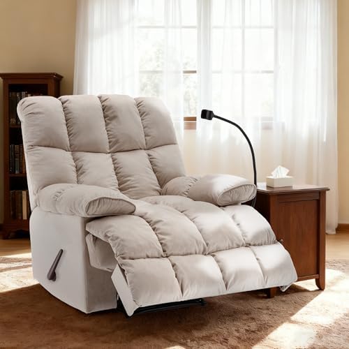 360°Swivel Rocker Oversized Recliner Chair Manual Adjustable