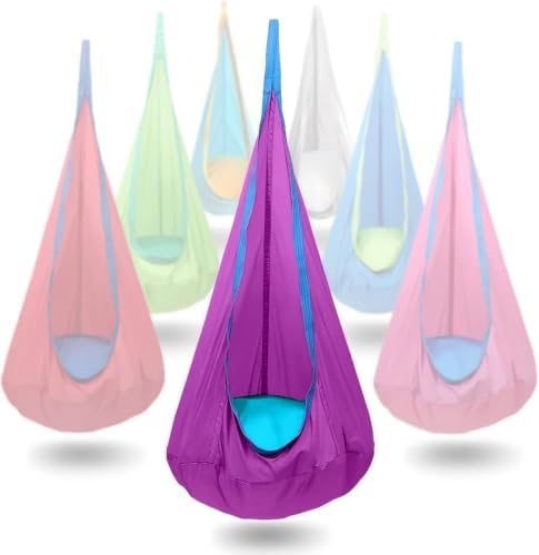 Kids Pod Swing Seat Hammock Chair Indoor Outdoor Purple
