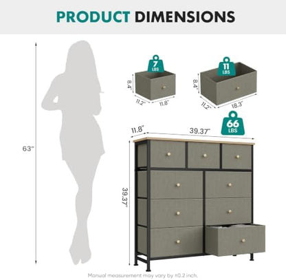 OLIXIS 9 Drawer Tall Dresser for Bedroom, Closet Organizers and Storage