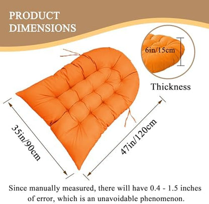 Thicken Egg Chair Cushion Replacement, Outdoor Hammock Swing Cushions with Ties, Hanging Wicker Basket Seat Pad with High Elasticity PP Cotton, for Garden Patio Porch Furniture (Only Cushion)