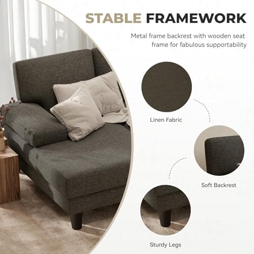 U-Shaped Sectional Sofa for Living Room, Modern Modular Sofa with Double Chaise, Classic Lounge Couch Sleeper for Apartment, Espresso