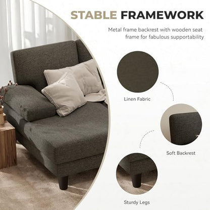 U-Shaped Sectional Sofa for Living Room, Modern Modular Sofa with Double Chaise, Classic Lounge Couch Sleeper for Apartment, Espresso