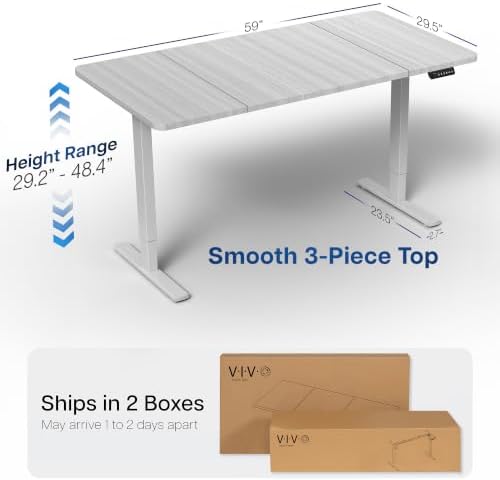 VIVO Electric Standing Desk, Smooth 3-Piece 60" x 30" Dark Gray Top