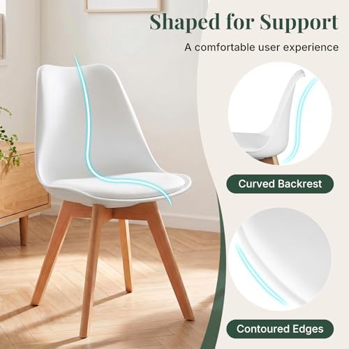 Dining Chairs Set of 4, PU Leather Padded Seat for Living Room