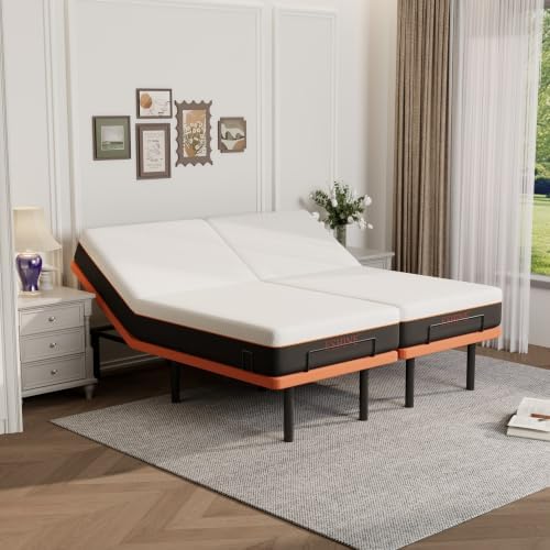 ESHINE Split King Adjustable Bed Frame with 10" Mattress, Zero Gravity