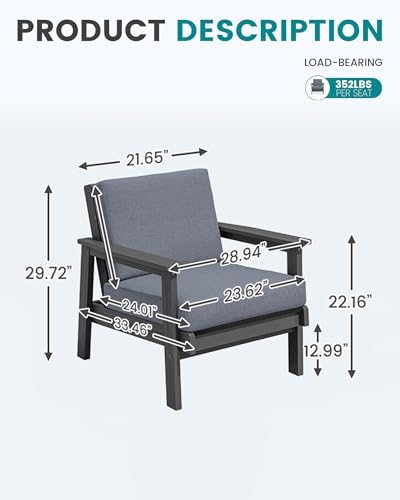 SERWALL HDPE Patio Furniture Set with 33” Square Fire Pit Table
