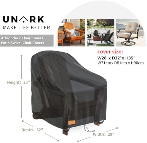 Outdoor Swivel Chair Covers Waterproof 1 Pack, Outdoor Chair Covers Patio Furniture Cover for Deck Patio Swivel Chair Heavy Duty, 28 W x 32 D x 36 H inches,Black