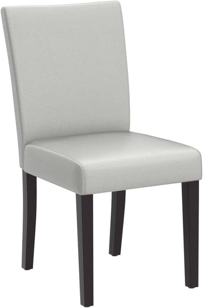 Watson & Whitely Modern Upholstered Dining Chairs, Faux Leather, Grey | Solid Wood Legs, Padded Seat, Low Back, Modern Armless Parsons Chair for Kitchen, Dining Room, Restaurant, Set of 2