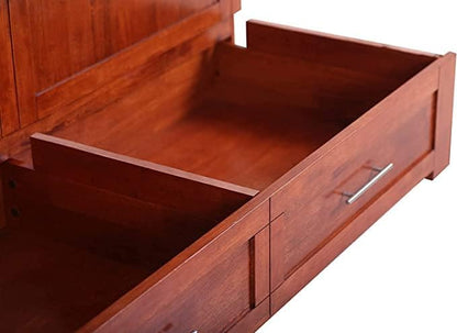 Mega Solutions Emurphybed Daily Delight Murphy Cabinet Chest Bed with Charging Station 8 Inch, Queen (Cherry)