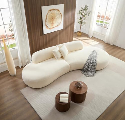135.4" Oversized Curved Couch, Luxury Modern Sectional Sofa, Beige