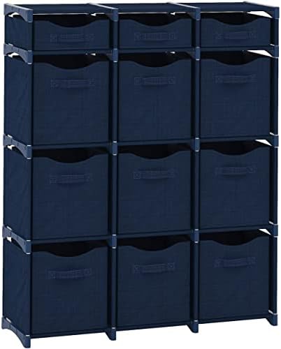 Cube Storage Organizer with Storage Bins Included - The Perfect Closet Organizers and Storage Solution. Includes 12 Storage Cubes, Great For Toy Storage, Closet Storage, Clothes Storage (Navy)