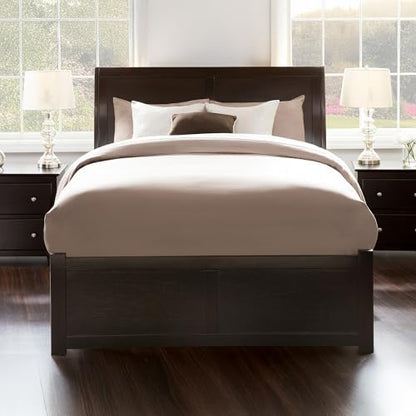 AFI Portland Queen Size Platform Bed with Footboard & Storage Drawers in Espresso