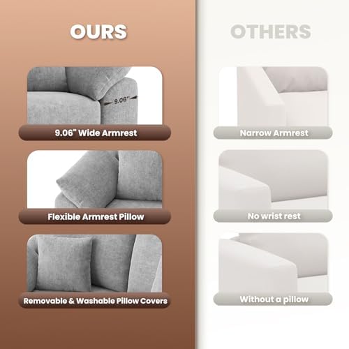 75.6" Cloud Boneless Sofa, Loveseat Couches with 4 Pillows, Modern Living Room 2 Seater Sofa for Small Space, Apartment, No Assembly, Light Grey