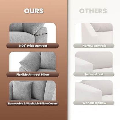 75.6" Cloud Boneless Sofa, Loveseat Couches with 4 Pillows, Modern Living Room 2 Seater Sofa for Small Space, Apartment, No Assembly, Light Grey