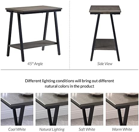 Leick Home Empiria End Table, 15", Smoke Gray, Matte Black