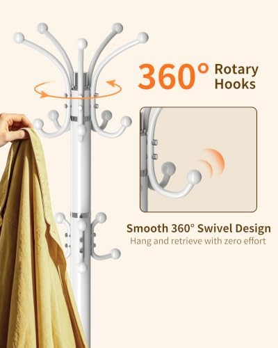 Metal Coat Rack, Modern Coat Rack Stand, 360°Rotary Coat Tree Stand