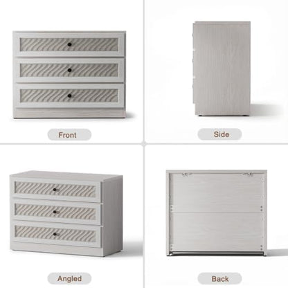 3 Drawer Dresser Set of 3, Modern 31.3" Wide Wooden Dresser