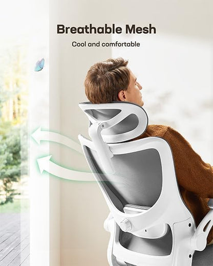 Marsail Ergonomic Office Chair with 3D Armrests, Pack of 3 | Office Desk Chair with High Back Mesh, Adjustable Lumbar Support, Rolling Work Swivel Task Chairs with Wheel, Headrest, home