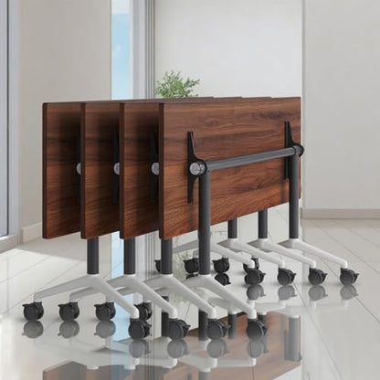 Folding Conference Room Tables, Seminar Conference Table Modern Flip Top Training Meeting Tables, Conference Room Table with Wheels for Home Office Classr,4 Pack 55.1inch