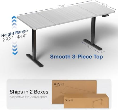 VIVO Electric Standing Desk, Smooth 3-Piece 71" x 30" Dark Gray Top