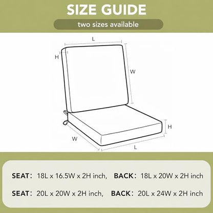 Outdoor Chair Cushions 20x20 Inch, Set of 6, Dark Grey