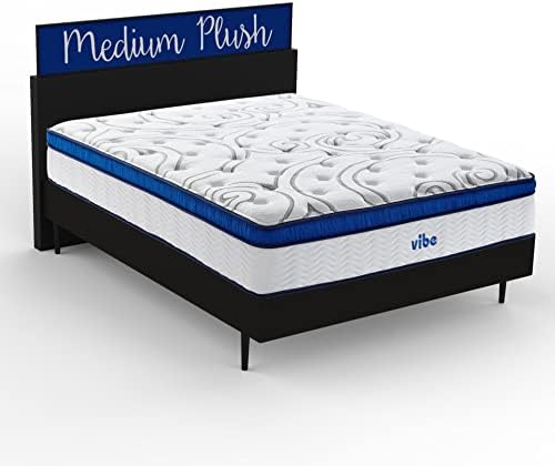 Vibe Quilted Hybrid Mattress, 12-Inch Innerspring and Pillow Top Gel Memory Foam Mattress, Fiberglass Free, CertiPUR-US Certified Bed in a Box, Queen