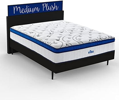 Vibe Quilted Hybrid Mattress, 12-Inch Innerspring and Pillow Top Gel Memory Foam Mattress, Fiberglass Free, CertiPUR-US Certified Bed in a Box, Queen