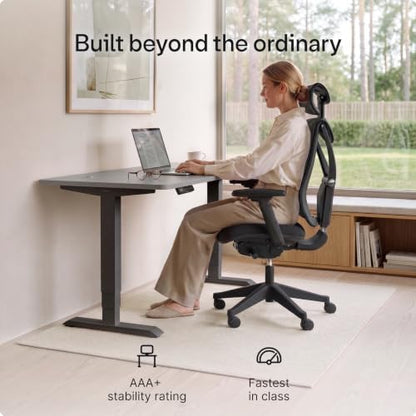 Desktronic HomePro Standing Desk 48x24 — Made in Europe, Ergonomic Sit Stand Home Office Desk, Electric Height Adjustable, Dual Motor, USB & USB-C Charging, Wobble-Free, Touchscreen, 3 Memory Presets