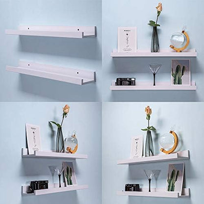 AZSKY 24 Inch Picture Ledge Shelf Floating Shelves Wall Mounted Set of 2 White