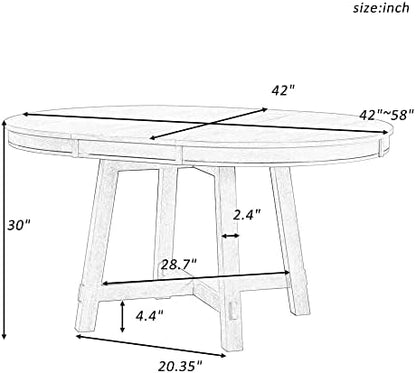 Knocbel Farmhouse Extendable Round Dining Table, Kitchen Dining Room Table with X-Shaped Base, 300lbs Weight Capacity, Standard Height, Espresso Table