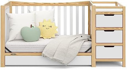 Graco Remi 4-in-1 Convertible Crib & Changer, White & Natural