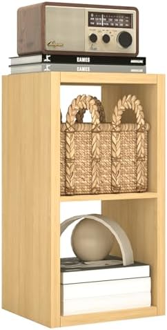 CTESNE【2026 Wooden Thick Frame 2 Cube Storage Organizer Shelf with Anti-Tipping Kits + Reversible Open Back Bookcase, Horizontal and Vertical Dual-use（Oak Color,11inch）